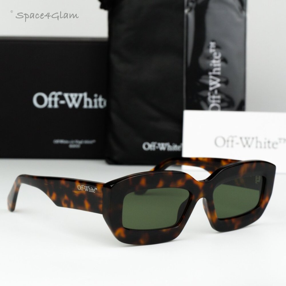 Off-White Women Sunglasses Havana Green Rectangle OERI138 CHARLOTTE 6055 NEW